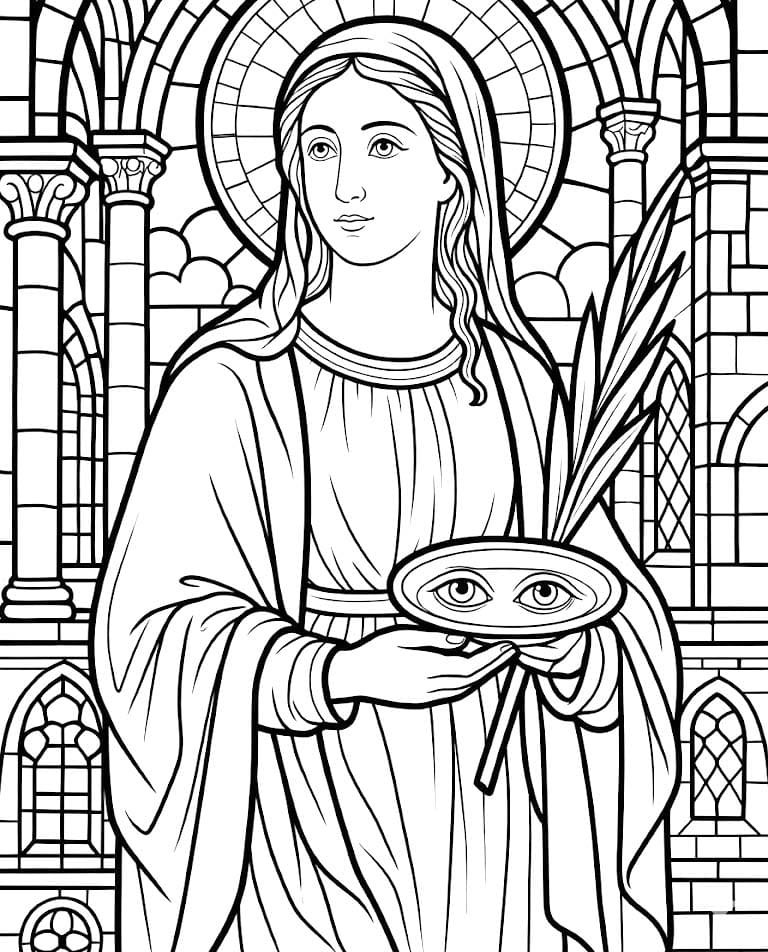 Svatá Lucie tisknutelné pro děti omalovánka