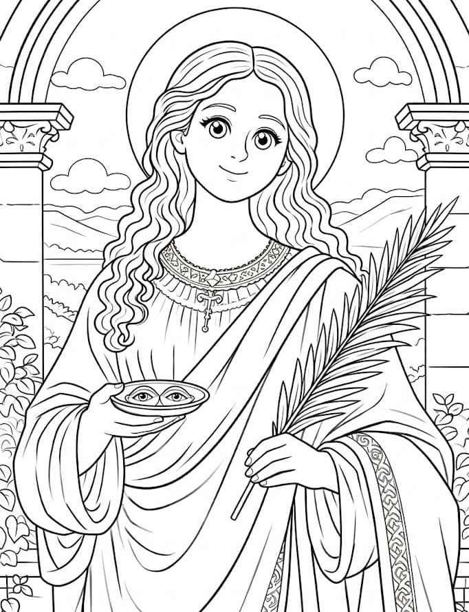 Svatá Lucie zdarma pro děti omalovánka