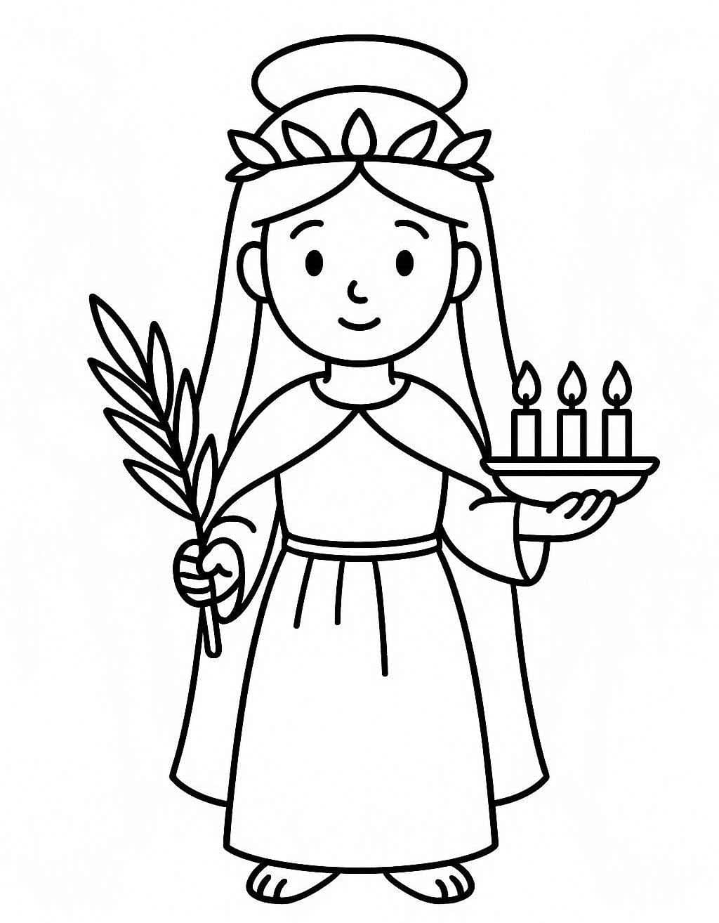 Svatá Lucie zdarma základní tisknutelné omalovánka