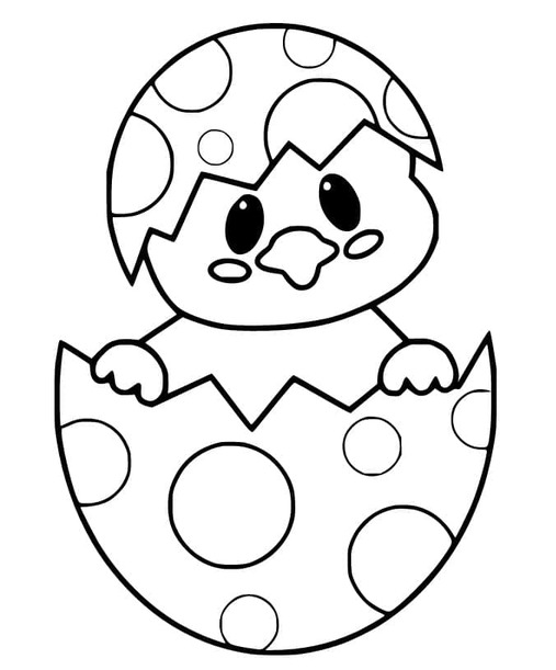 Velikonoční kuřátko zdarma tisknutelné pro děti omalovánka