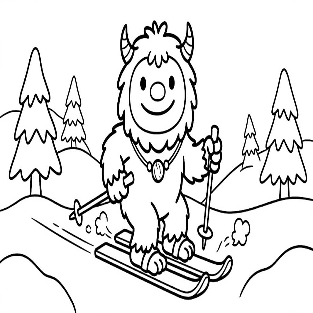 Yetti k vytisknutí zdarma omalovánka