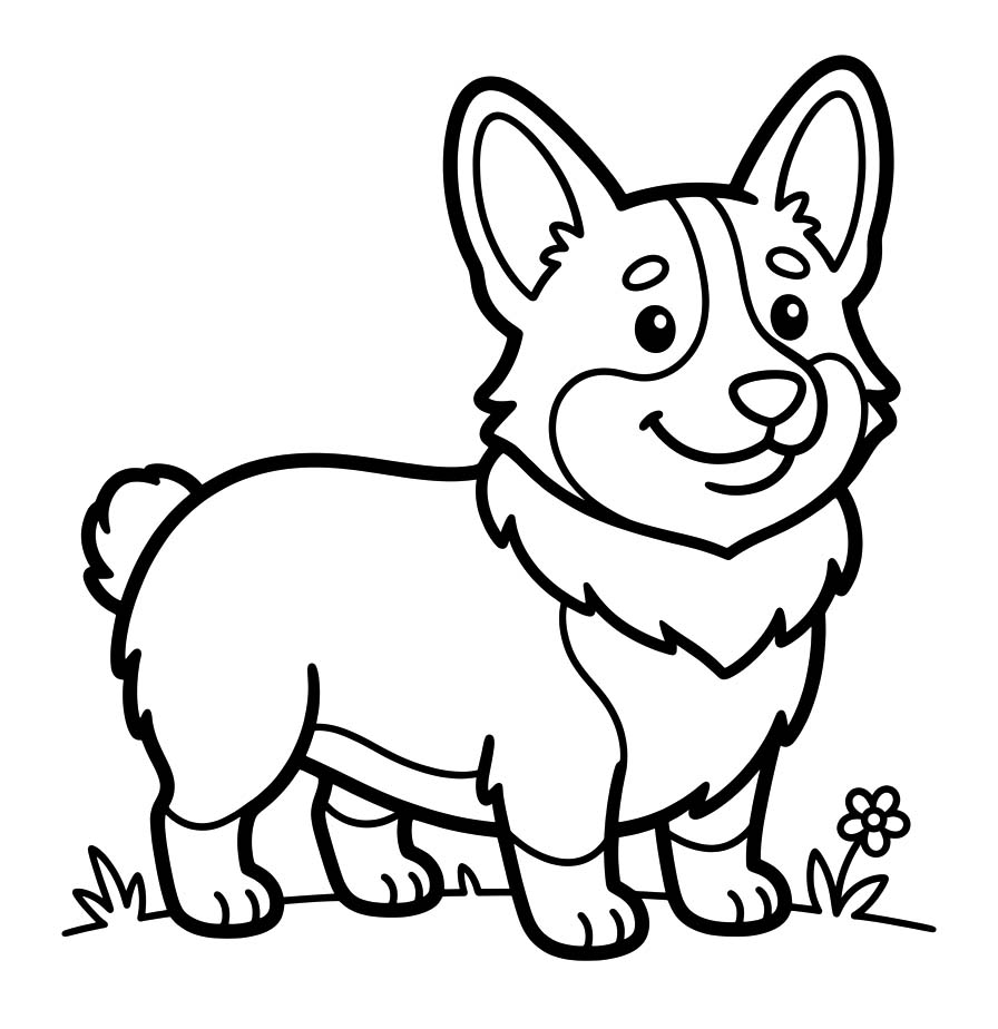 Corgi k vytisknutí zdarma omalovánka