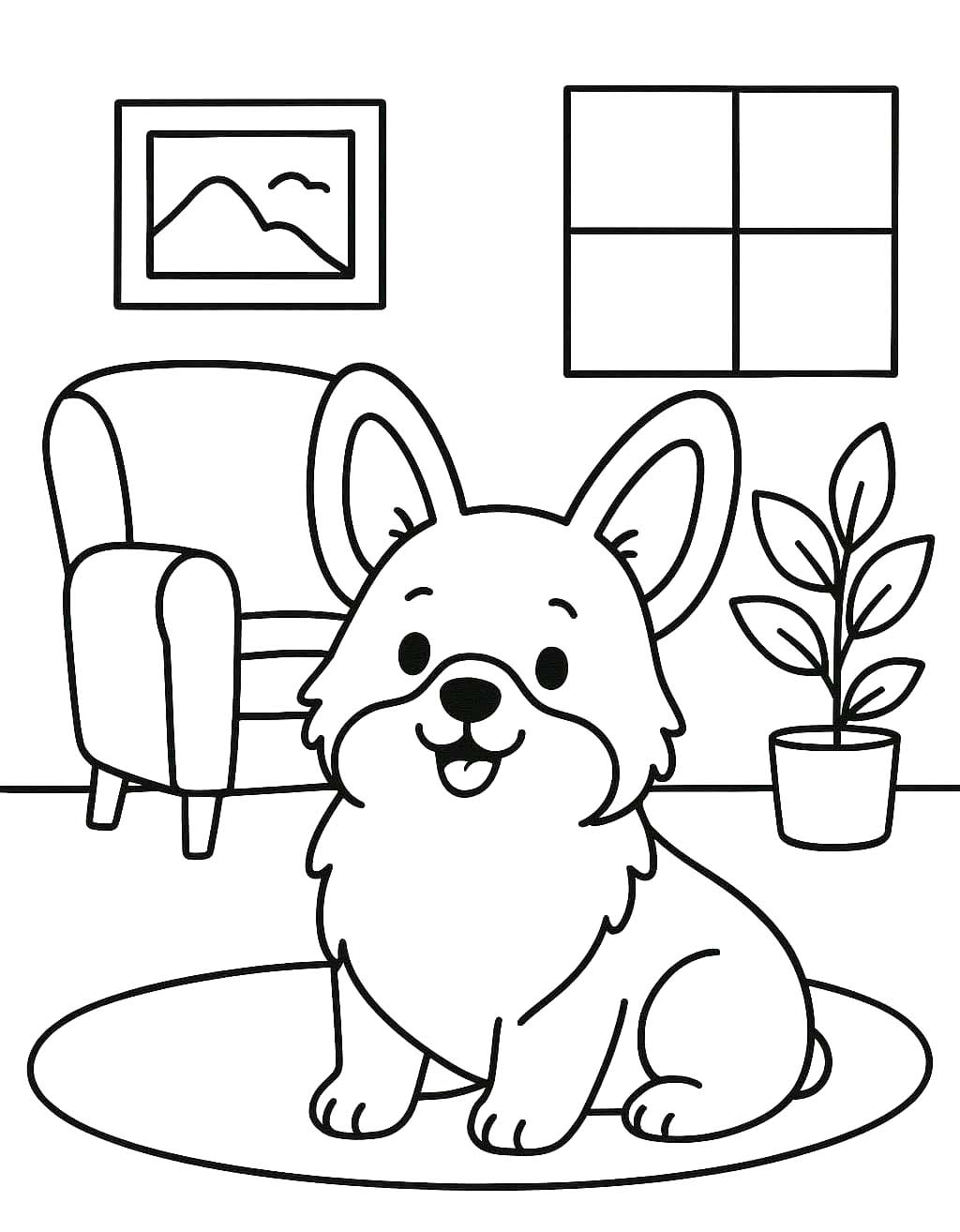 Corgi prostý tisknutelné omalovánka