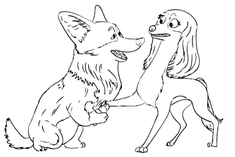 Corgi základní tisknutelné omalovánka