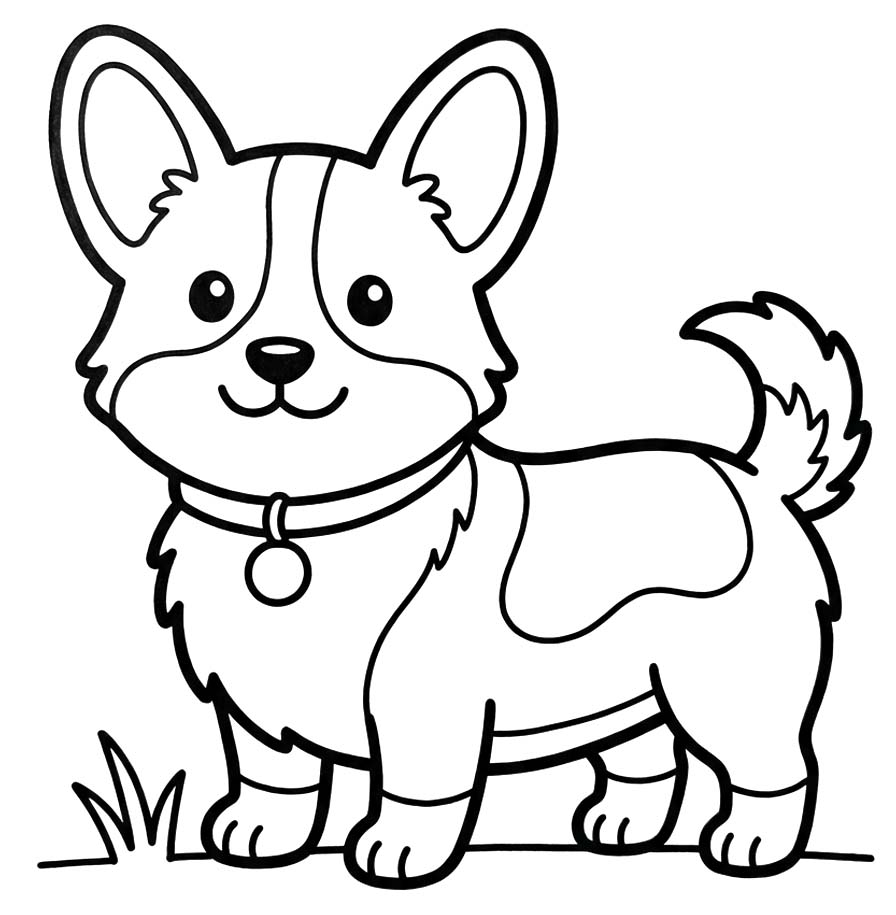 Corgi zdarma omalovánka