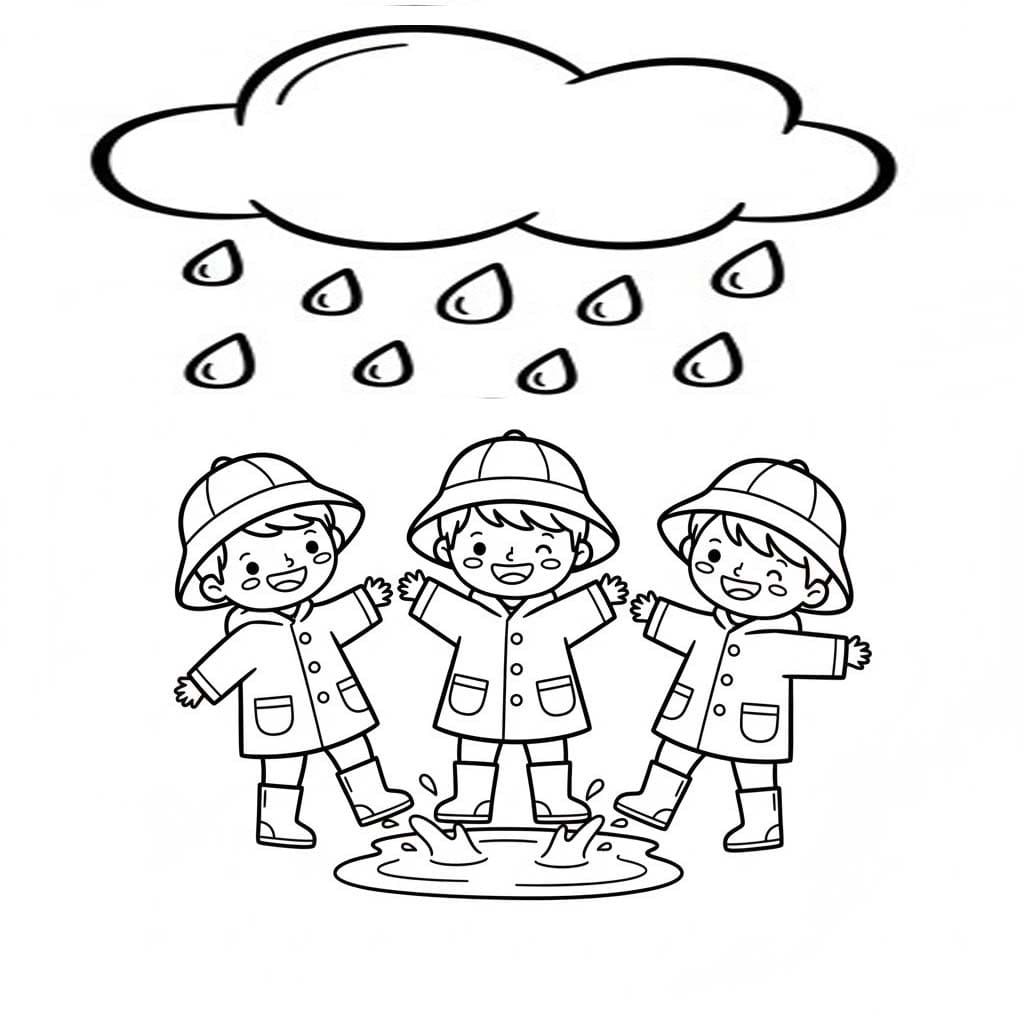 Déšť tisknutelné omalovánka