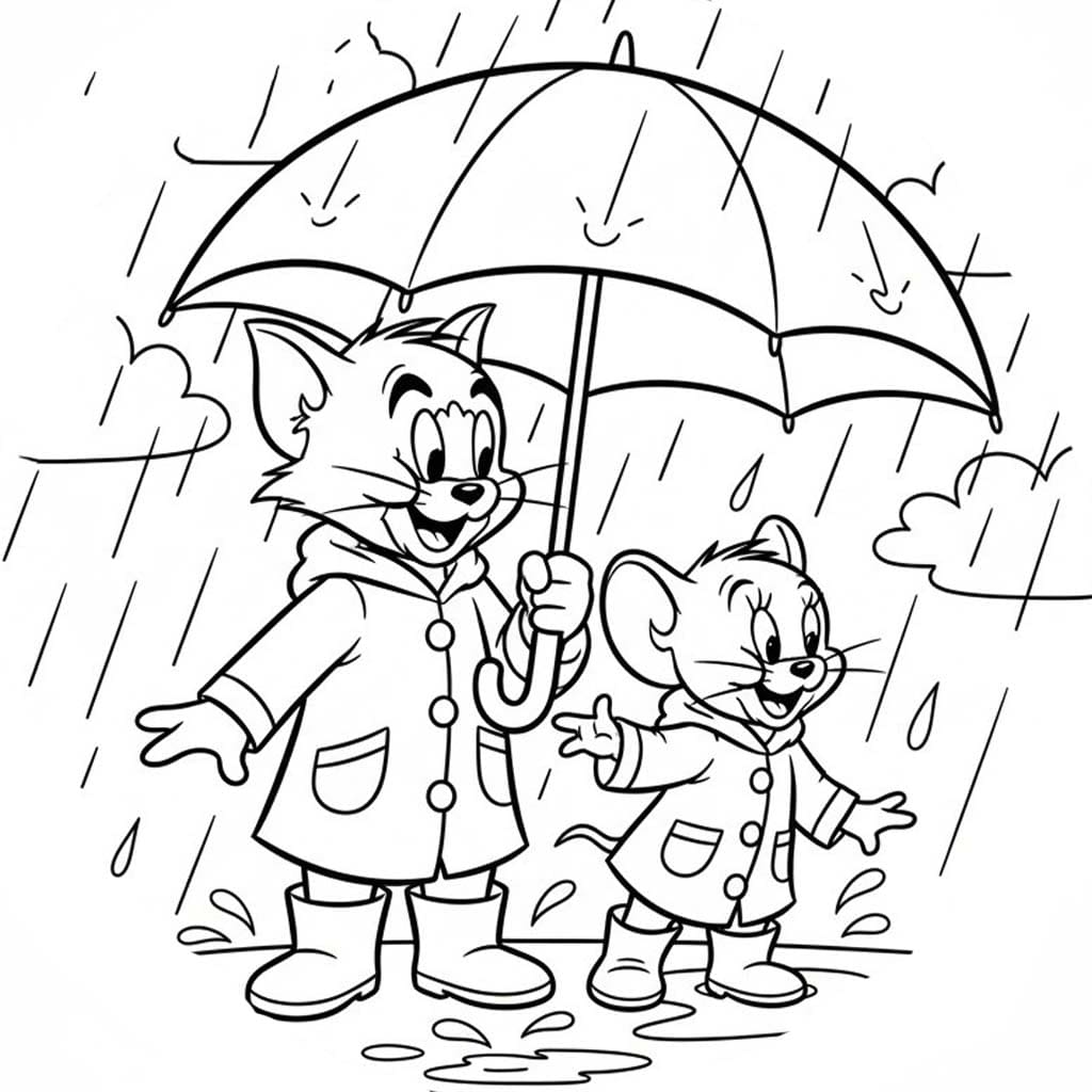 Déšť základní tisknutelné omalovánka