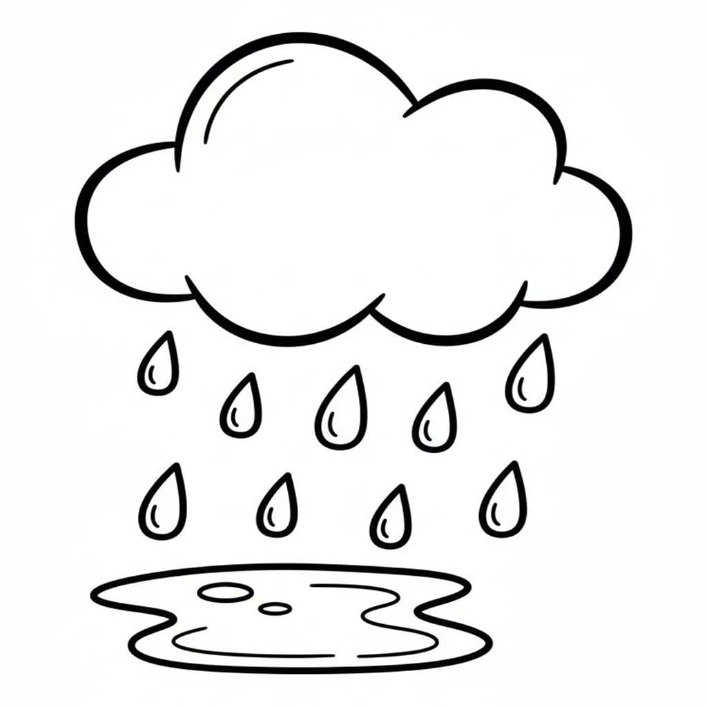 Déšť zdarma tisknutelné pro děti omalovánka