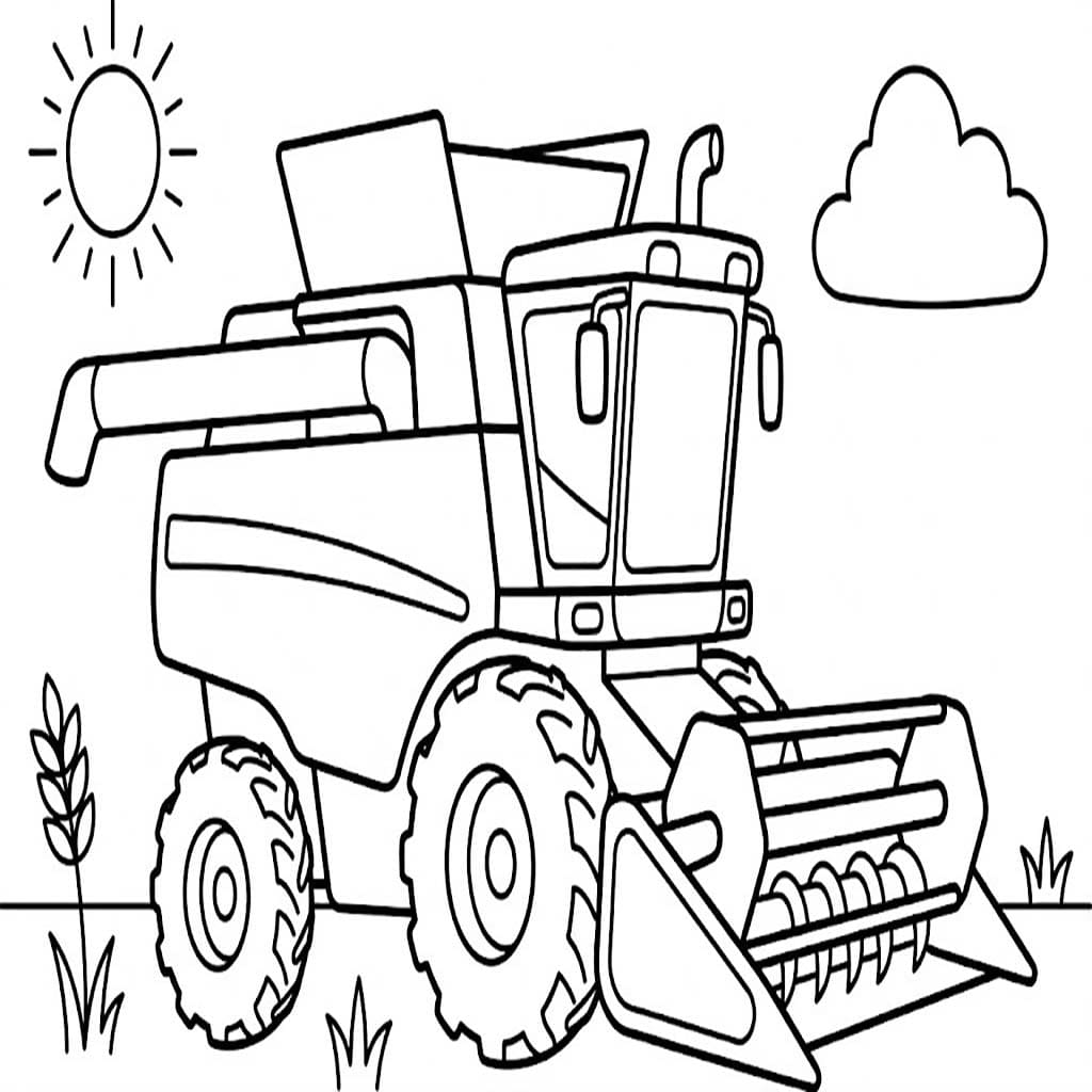 Kombajn zdarma snadný omalovánka