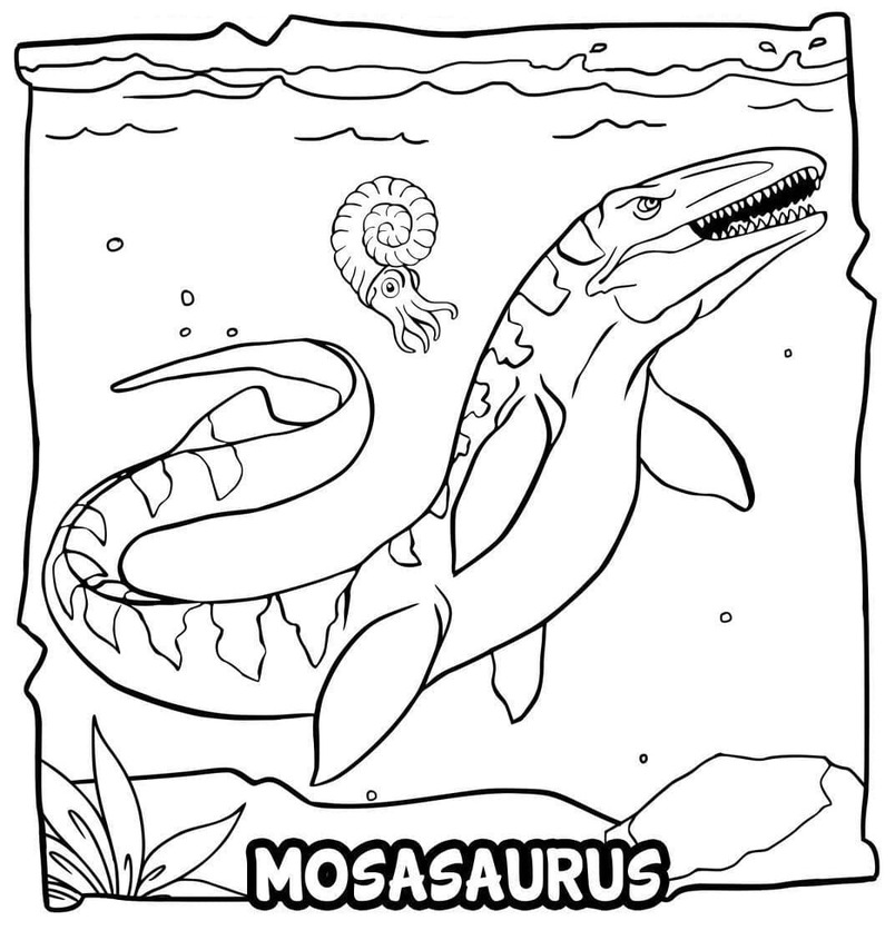 Mosasaurus k vytisknutí zdarma omalovánka