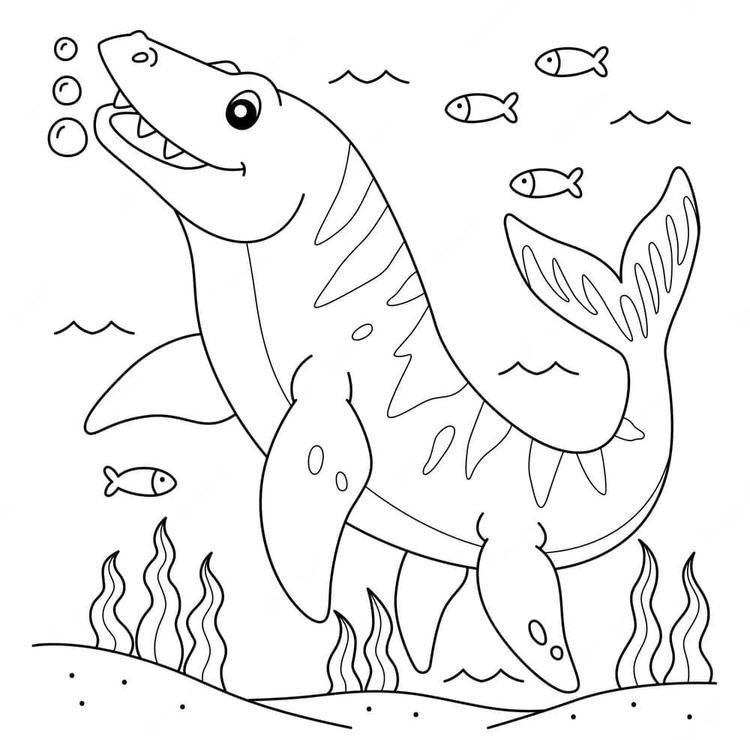 Mosasaurus k vytisknutí omalovánka