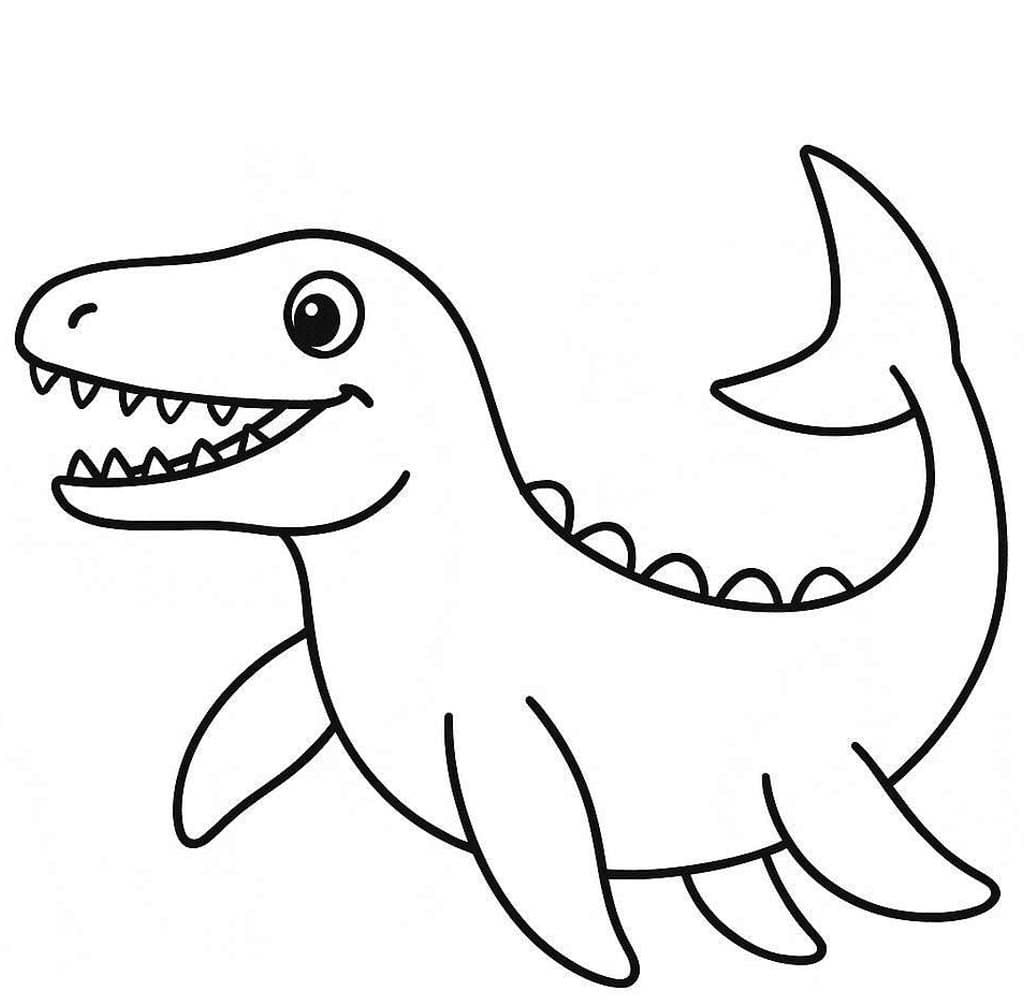Mosasaurus zdarma pro děti omalovánka