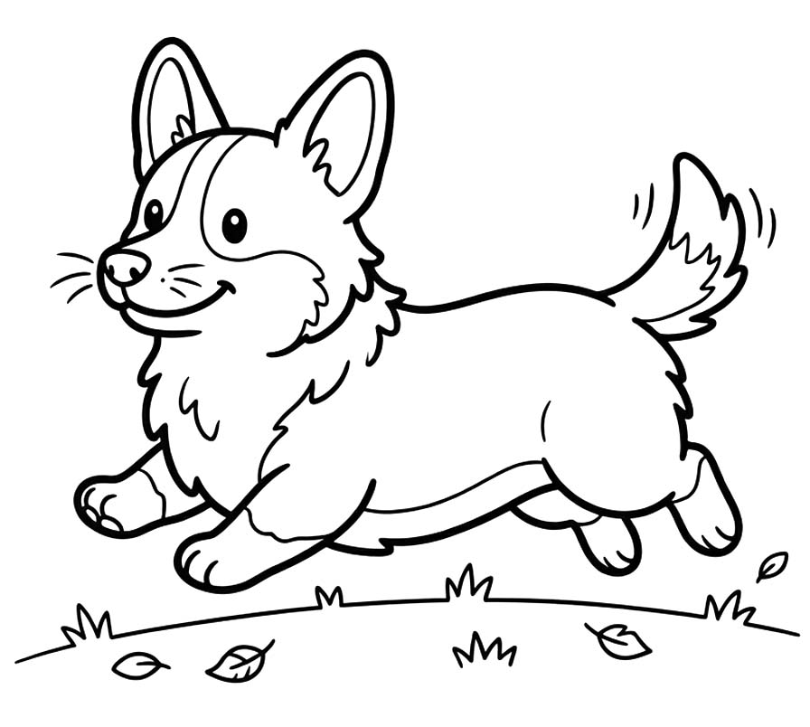 Nakreslete Corgi k vytisknutí zdarma omalovánka