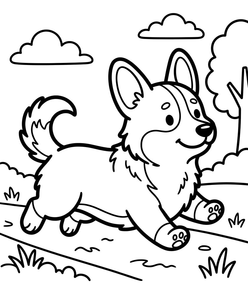 Nakreslete Corgi k vytisknutí omalovánka