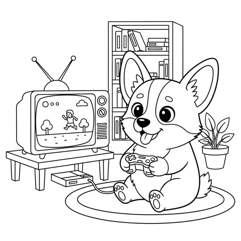 Nakreslete Corgi základní tisknutelné omalovánka