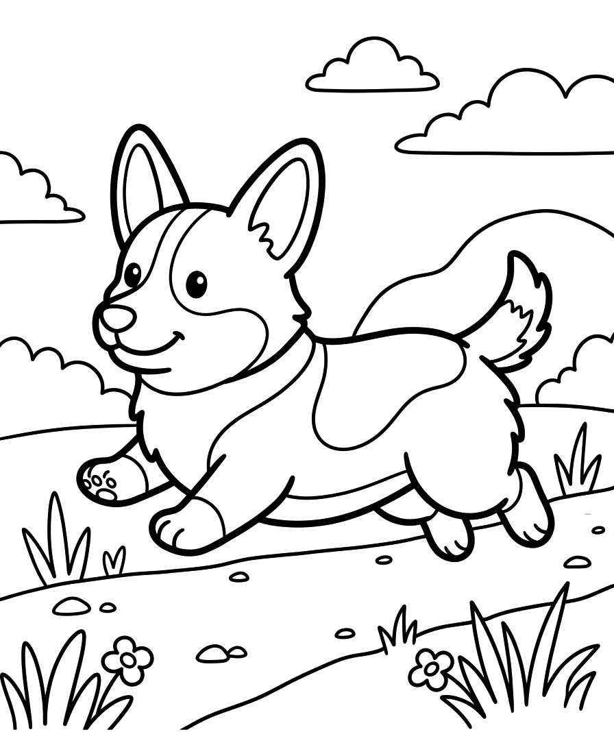 Nakreslete Corgi zdarma omalovánka