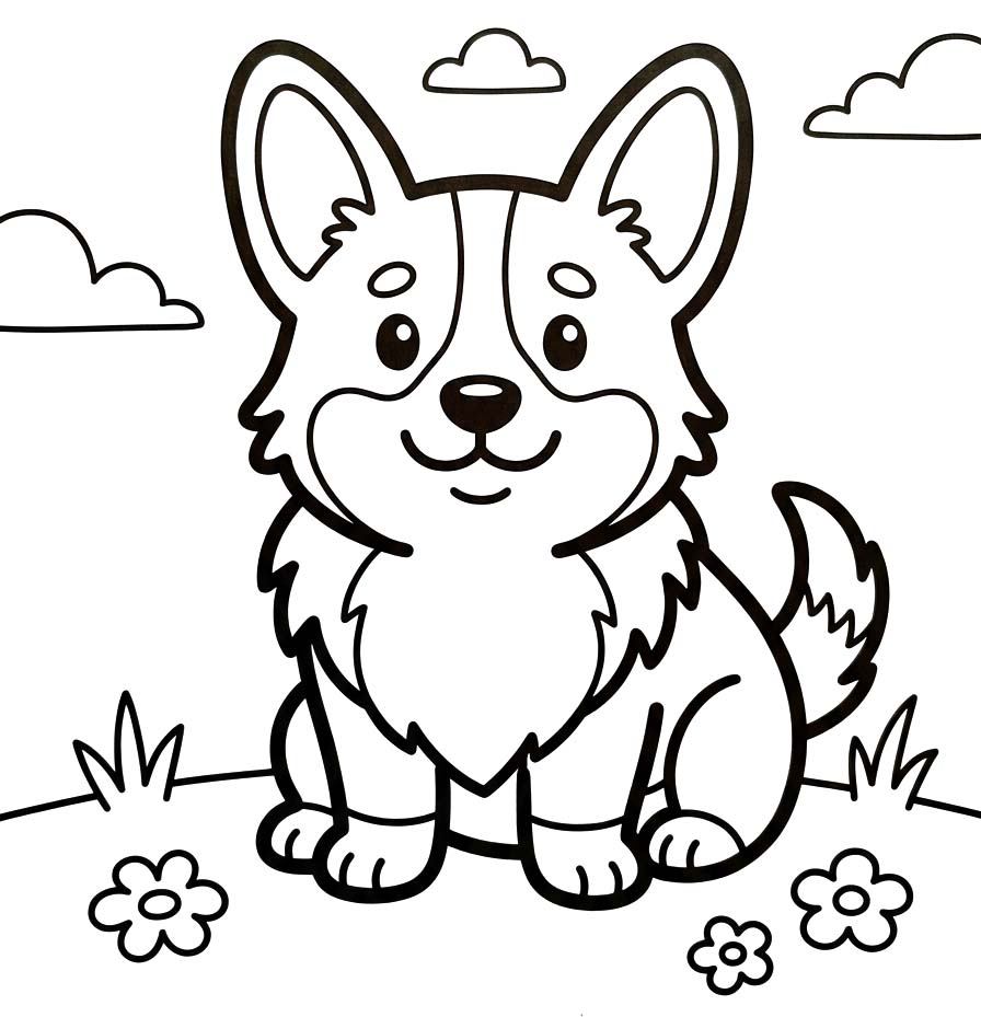 Nakreslete Corgi omalovánka