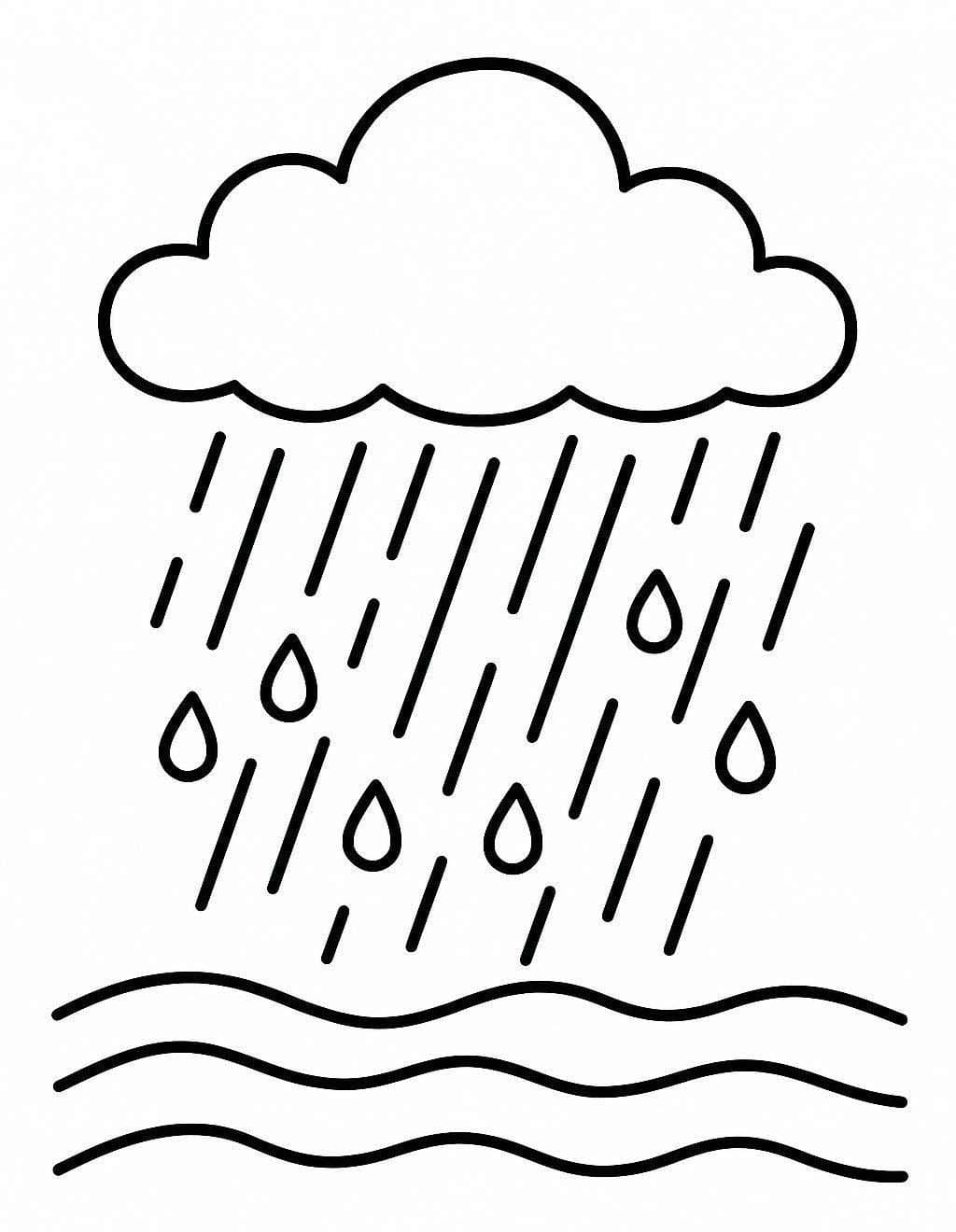 Nakreslete Déšť zdarma prostý tisknutelné omalovánka