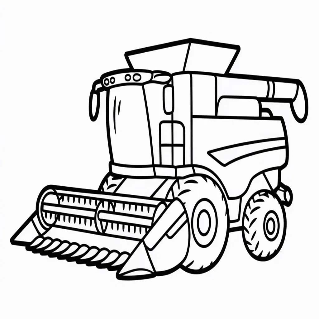 Nakreslete Kombajn zdarma snadný tisknutelné omalovánka