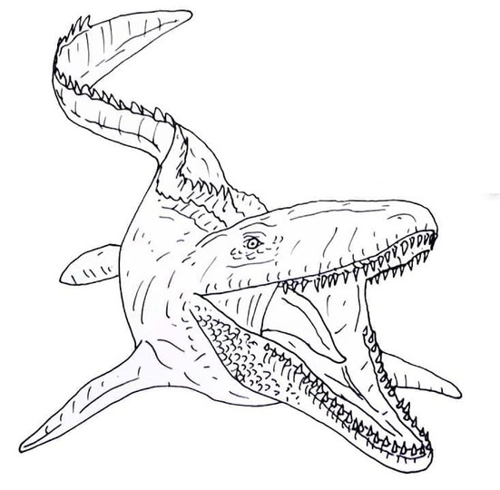 Nakreslete Mosasaurus k vytisknutí omalovánka