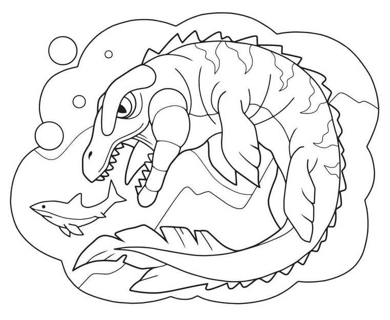 Nakreslete Mosasaurus zdarma základní tisknutelné omalovánka