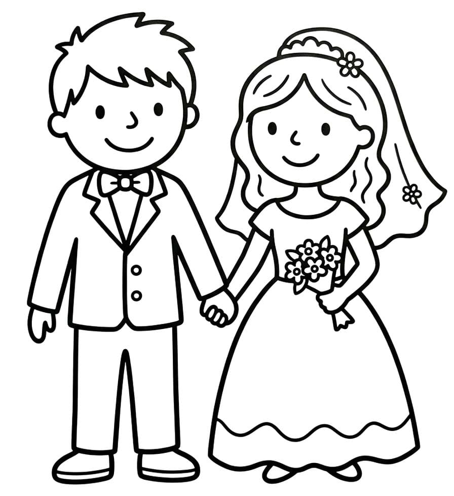 Nakreslete Nevěsta a ženich základní omalovánka