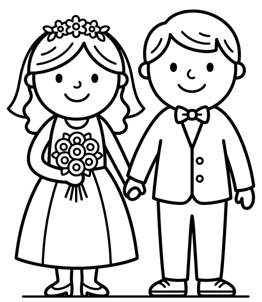 Nevěsta a ženich omalovánky