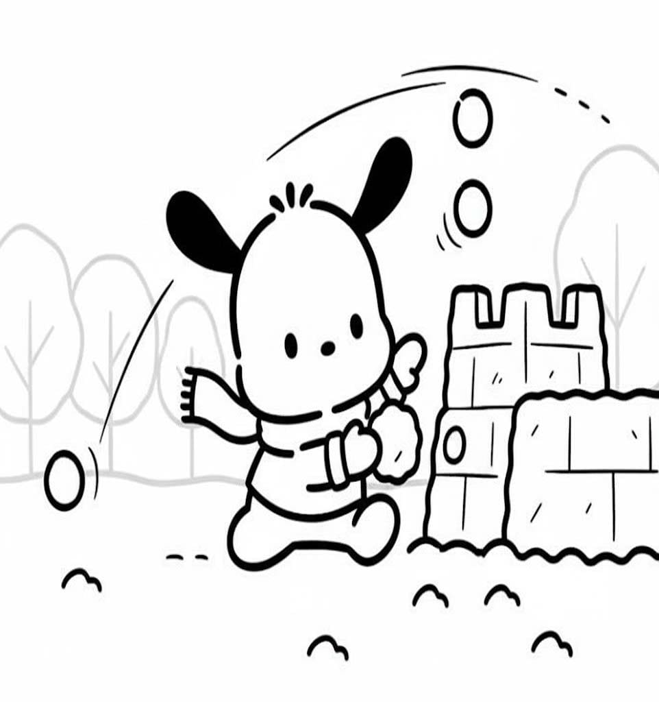 Nakreslete Pochacco zdarma snadný tisknutelné omalovánka