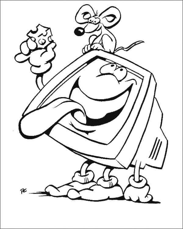 Nakreslete Počítač k vytisknutí zdarma omalovánka