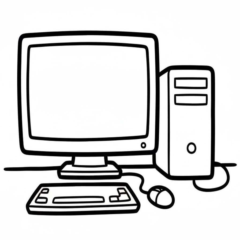 Nakreslete Počítač k vytisknutí omalovánka