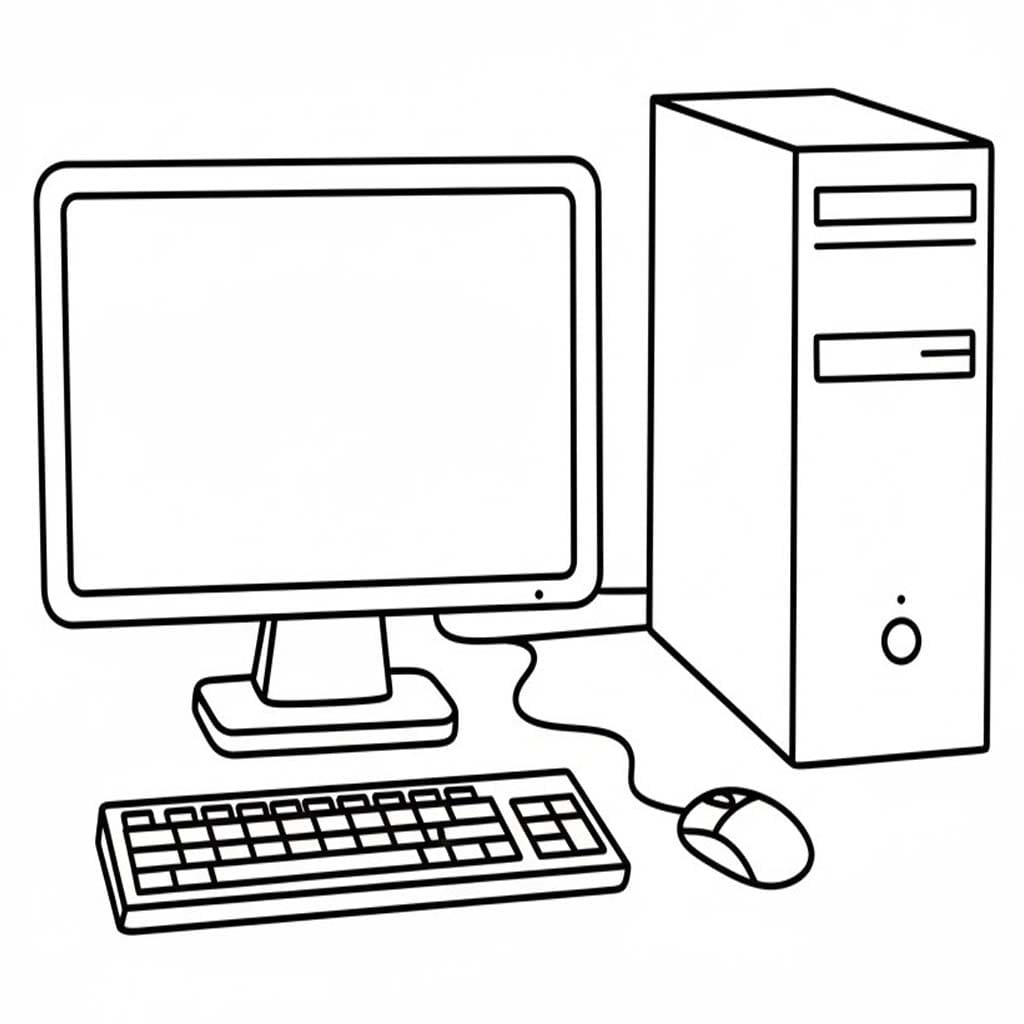 Nakreslete Počítač základní omalovánka