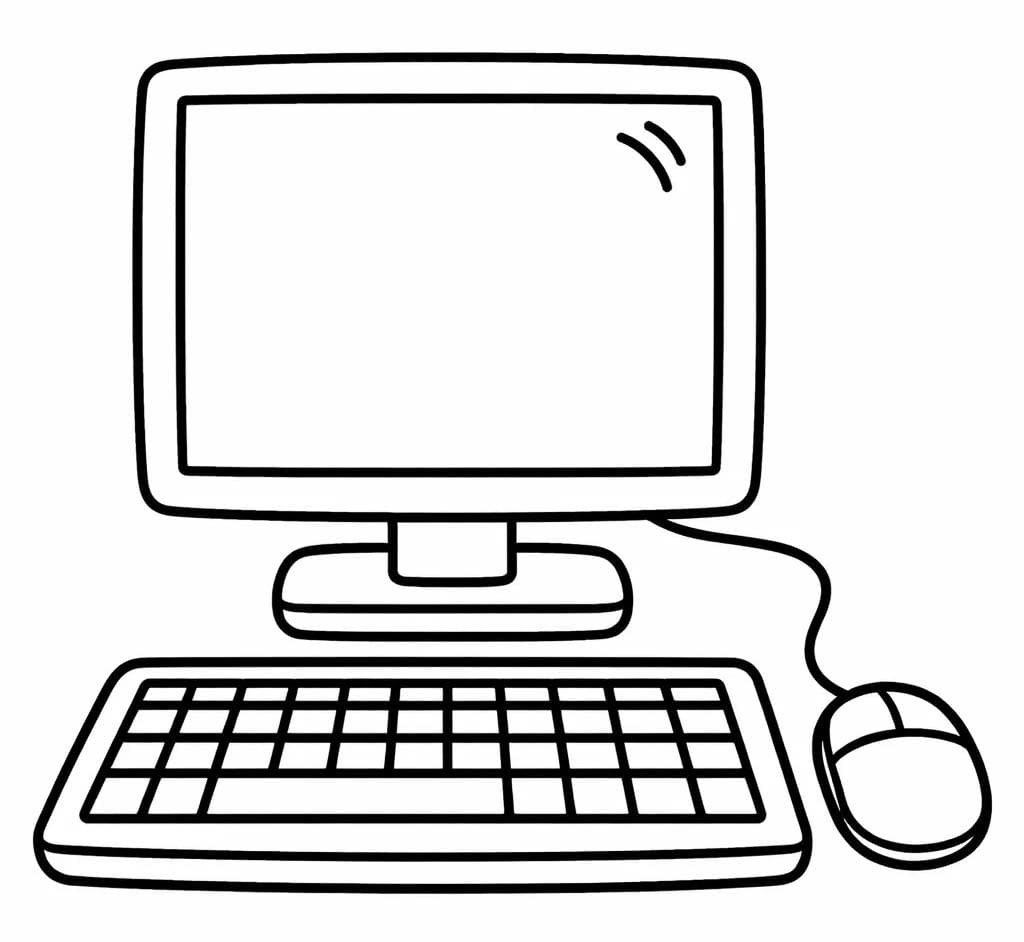 Nakreslete Počítač zdarma prostý tisknutelné omalovánka