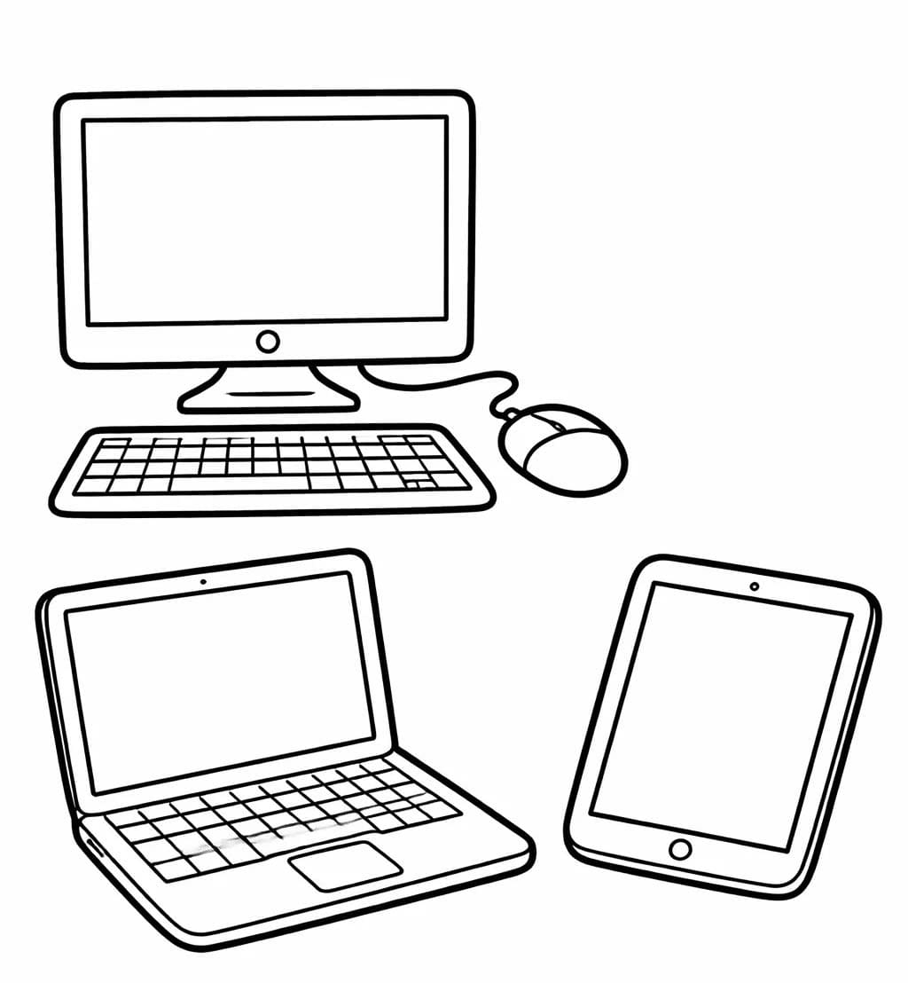 Nakreslete Počítač zdarma prostý omalovánka