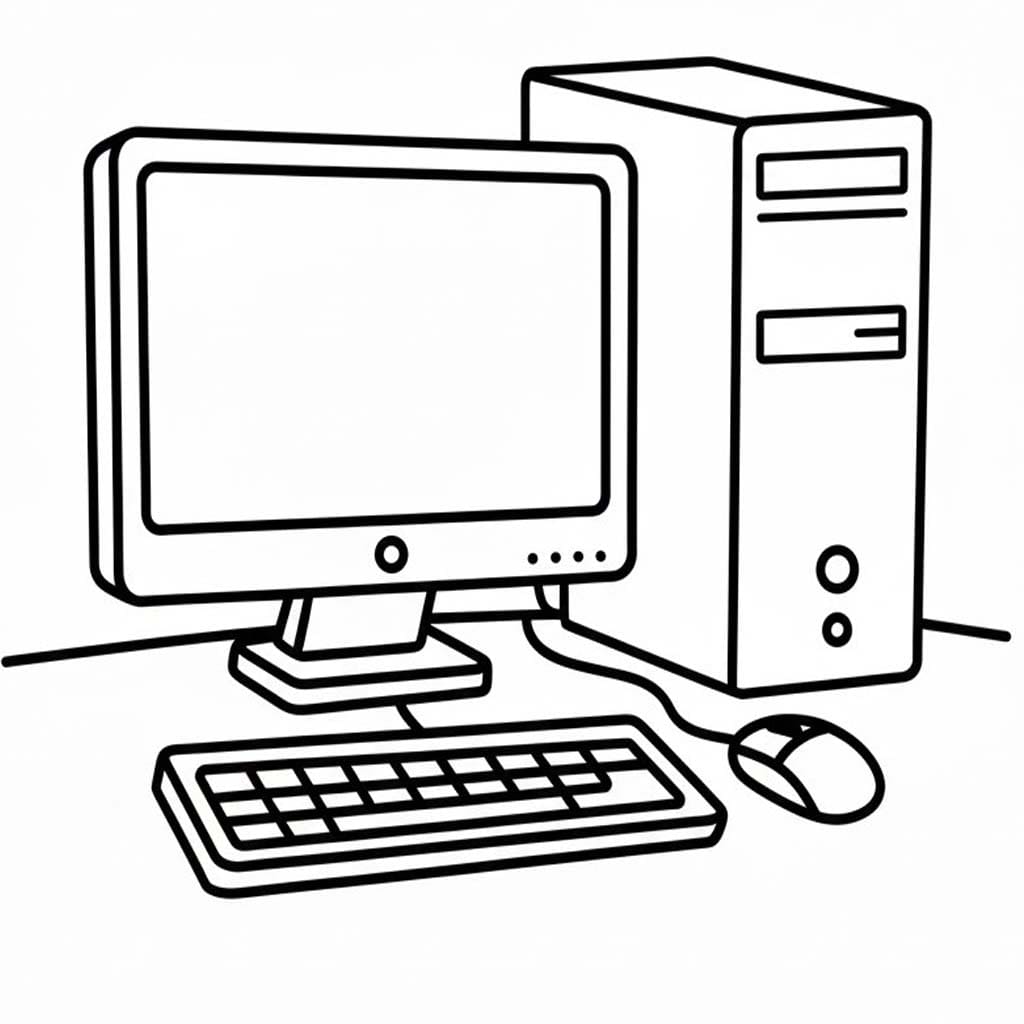 Nakreslete Počítač zdarma snadný tisknutelné omalovánka
