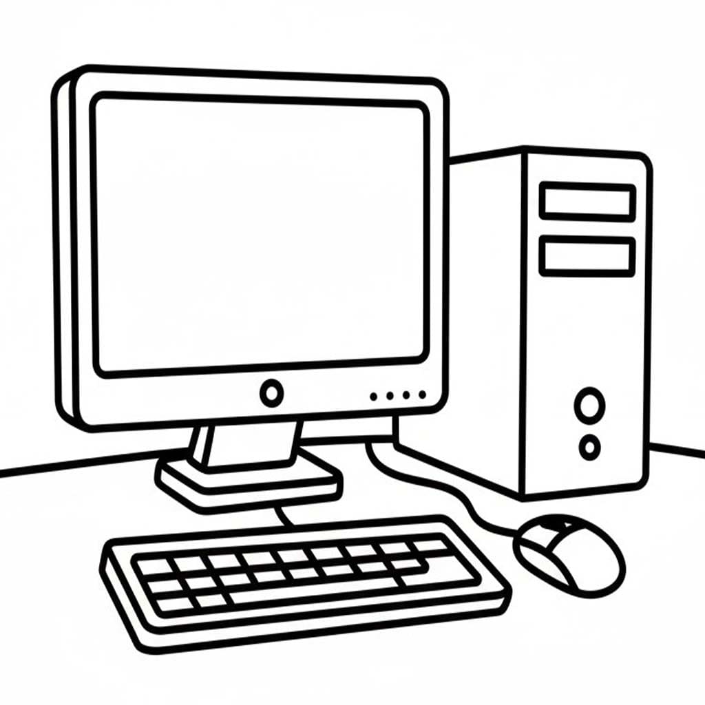 Nakreslete Počítač zdarma základní omalovánka