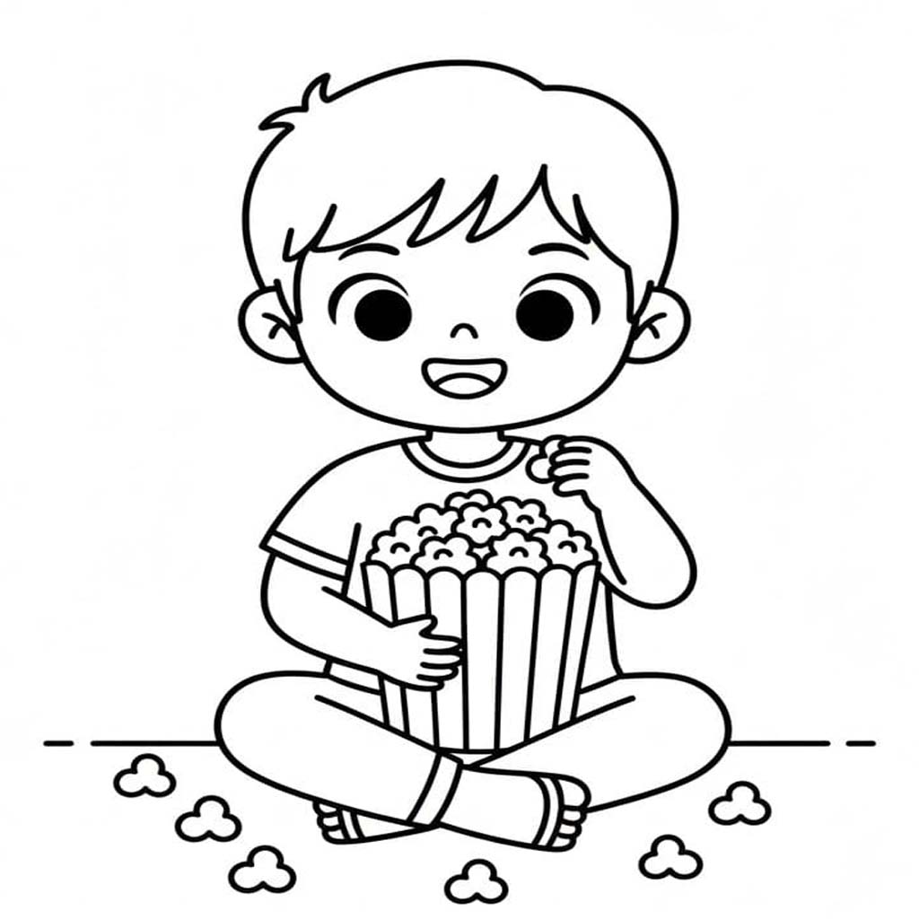 Nakreslete Popcorn k vytisknutí omalovánka