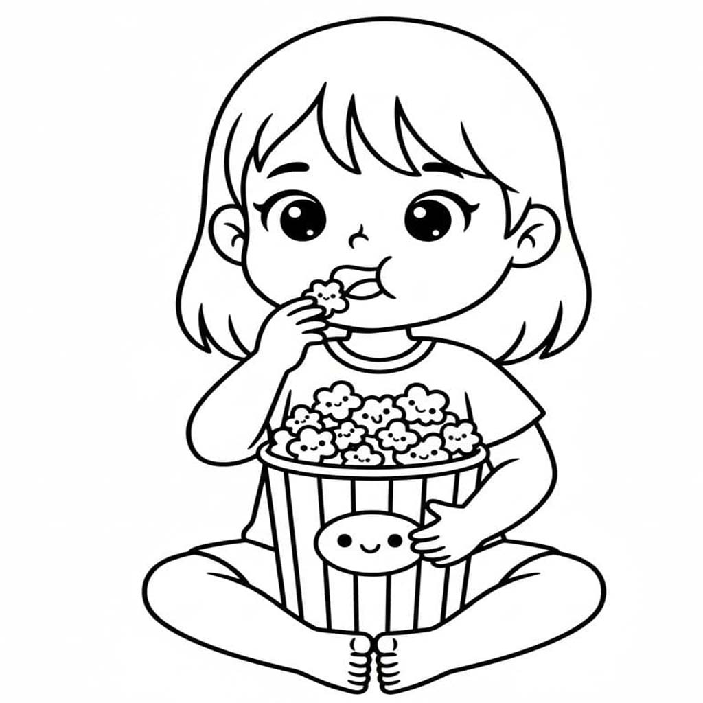 Nakreslete Popcorn prostý tisknutelné omalovánka