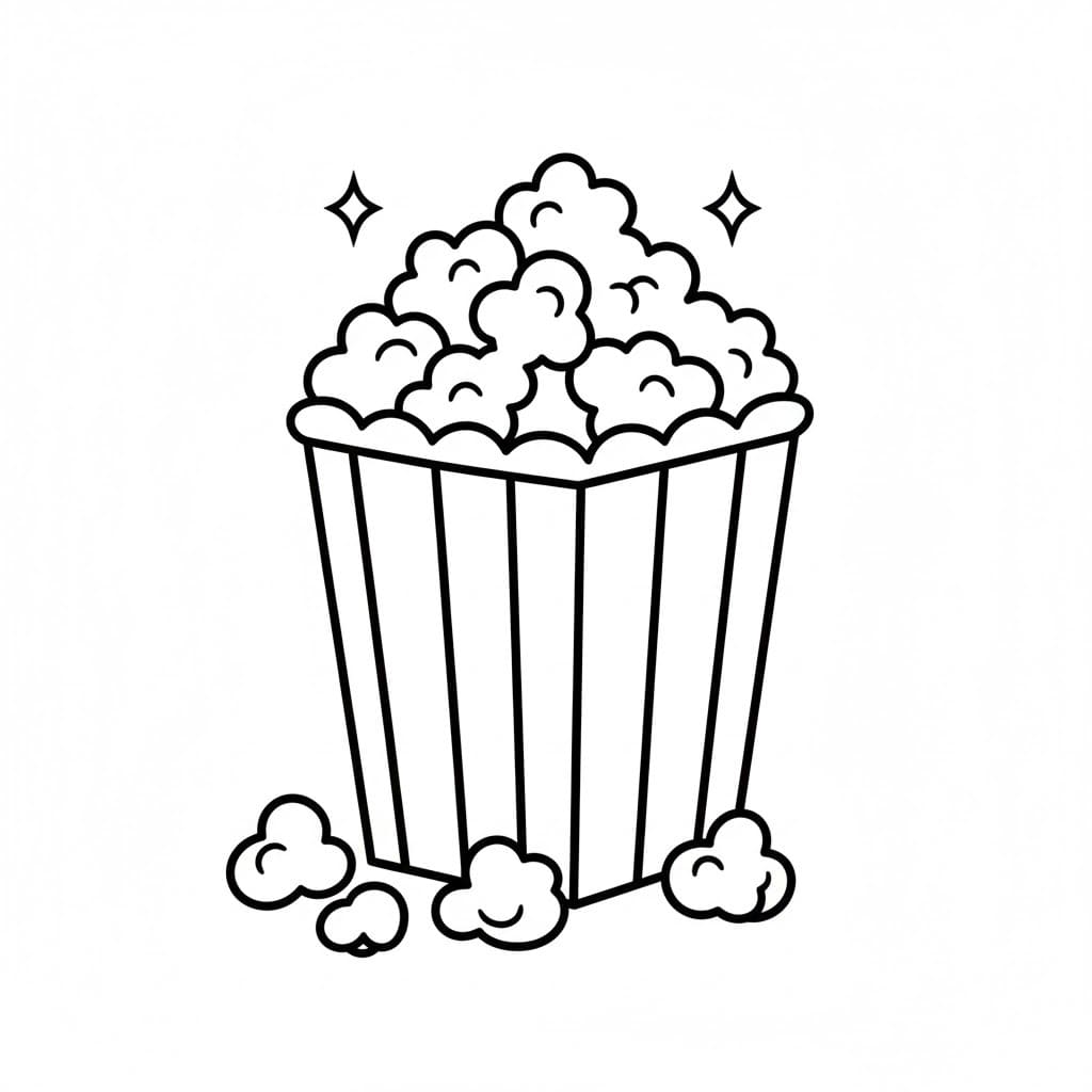 Nakreslete Popcorn snadný tisknutelné omalovánka