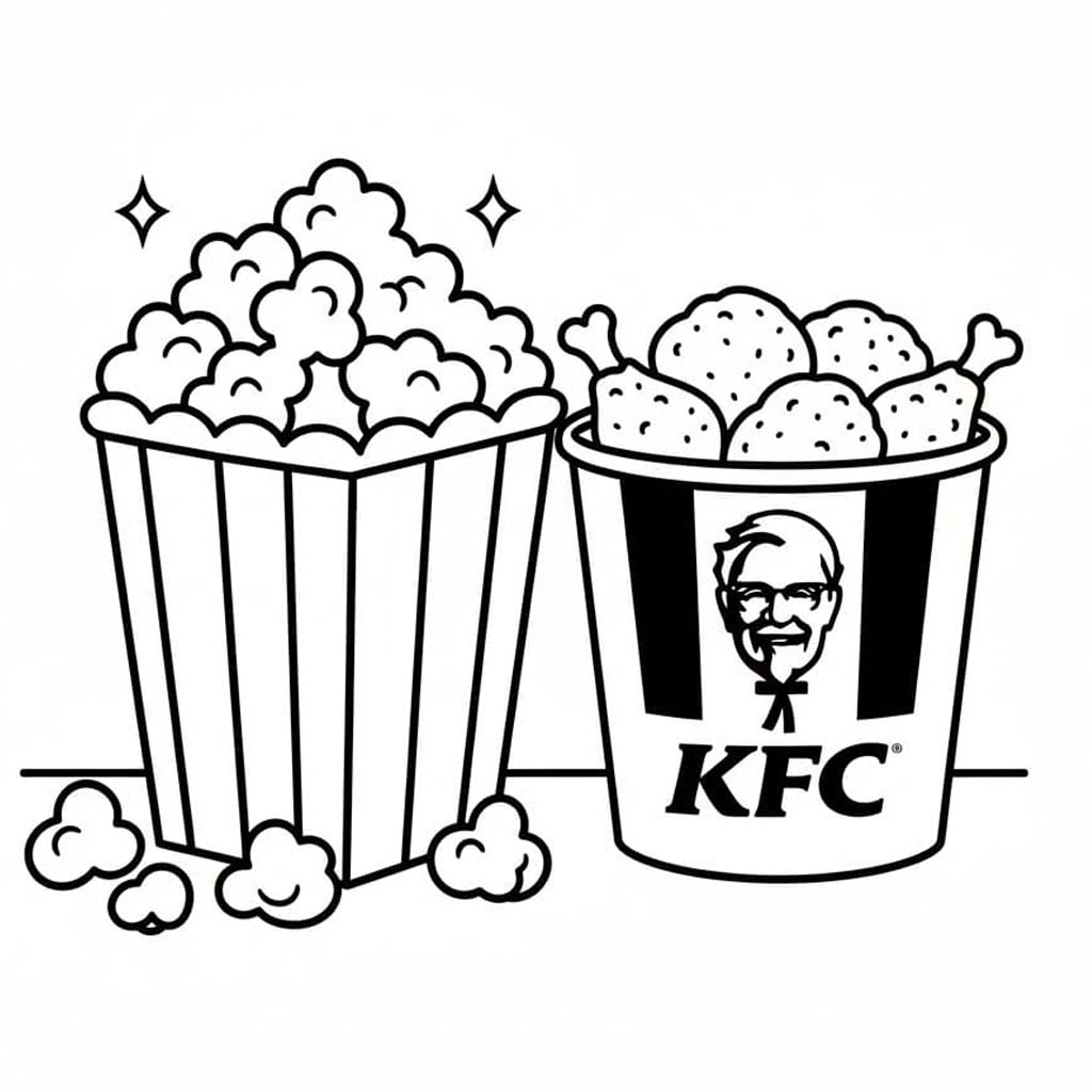 Nakreslete Popcorn zdarma prostý tisknutelné omalovánka