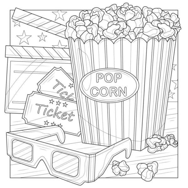 Nakreslete Popcorn zdarma základní tisknutelné omalovánka