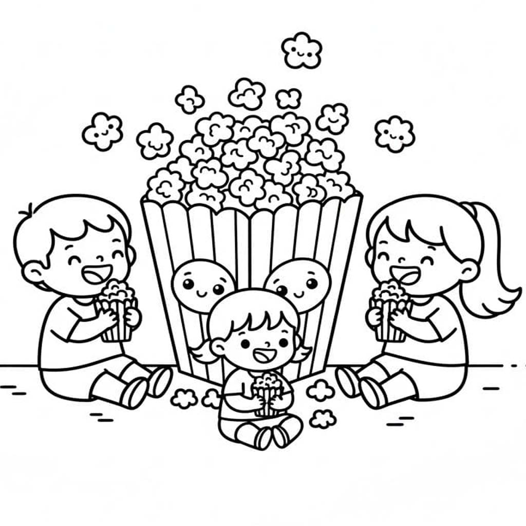 Nakreslete Popcorn zdarma omalovánka