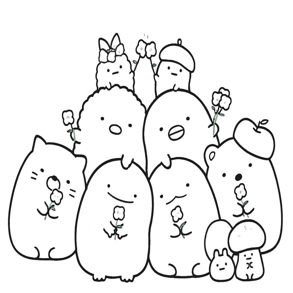 Nakreslete Sumikko Gurashi k vytisknutí zdarma omalovánka