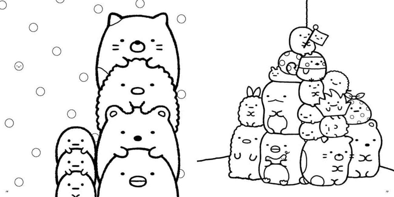 Nakreslete Sumikko Gurashi snadný tisknutelné omalovánka