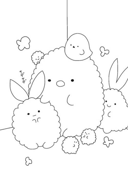 Nakreslete Sumikko Gurashi základní tisknutelné omalovánka