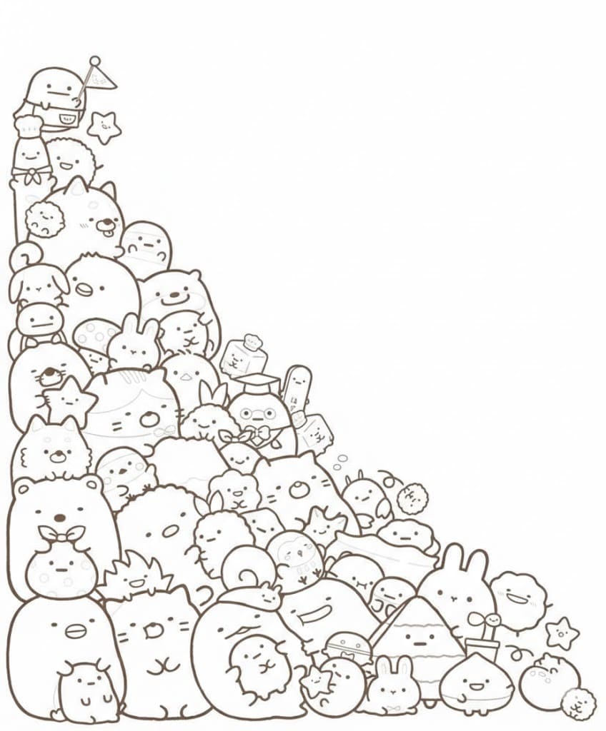 Nakreslete Sumikko Gurashi zdarma prostý tisknutelné omalovánka