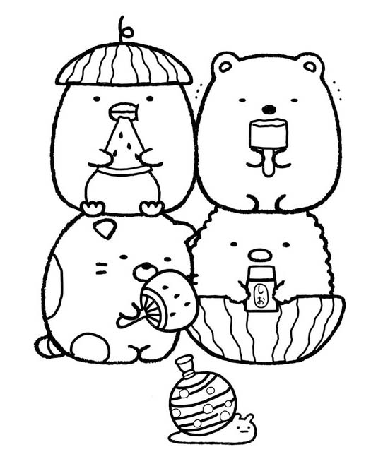 Nakreslete Sumikko Gurashi zdarma snadný tisknutelné omalovánka