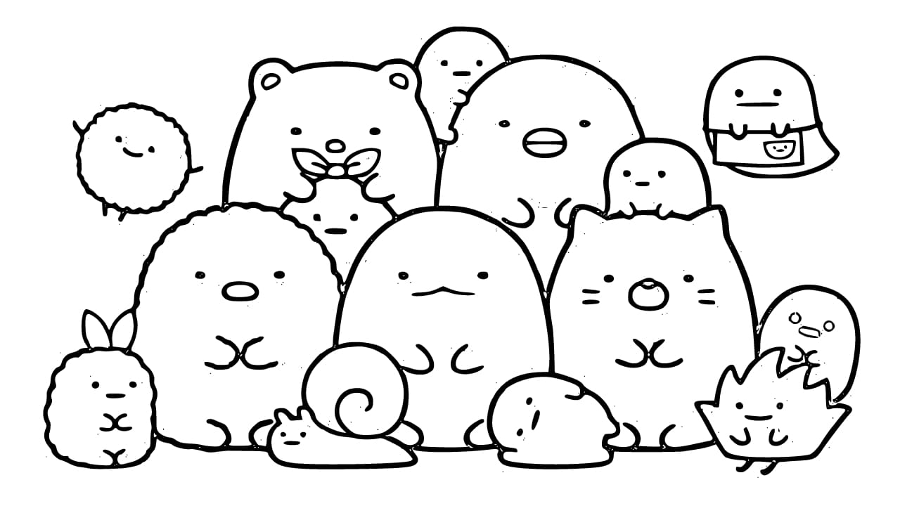 Nakreslete Sumikko Gurashi zdarma omalovánka