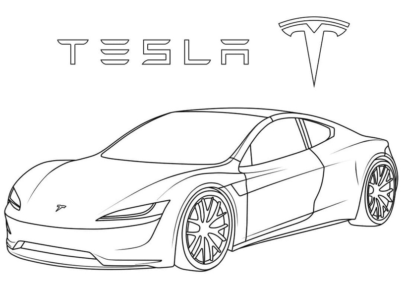 Nakreslete Tesla zdarma pro děti omalovánka