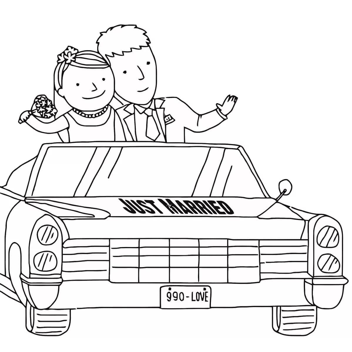 Nevěsta a ženich zdarma základní omalovánka