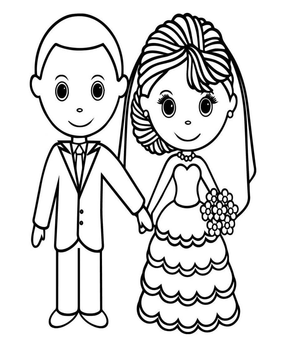 Obraz Nevěsta a ženich zdarma omalovánka